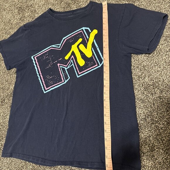 MTV Shirt — Medium — Navy Blue Retro Style Wavy Radio Log - Picture 2 of 4